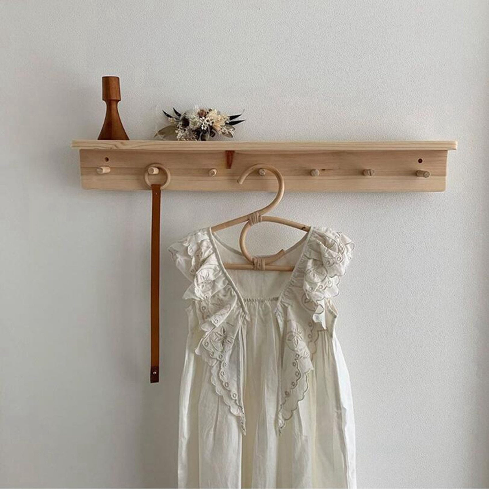 8Pcs Rattan Clothes Hanger Nordic Style Kids Garments Rack Children Hanger Kids Room Decor Hangers for Clothes