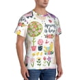 thumbnail image 2 of Bixox Men's Spring Flowers Birds Printed Short Sleeve Skinny Athletic T-Shirt, 2 of 6