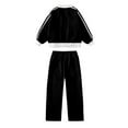 thumbnail image 4 of XAOWF Child Kids Girls Casual 2 Piece Set Fashion Lace Bow Striped Printed Long Sleeve Baseball Sweatshirt And Pants Tracksuit Outfit Child Kids Trendy Outfits 3-4 Years, 4 of 7