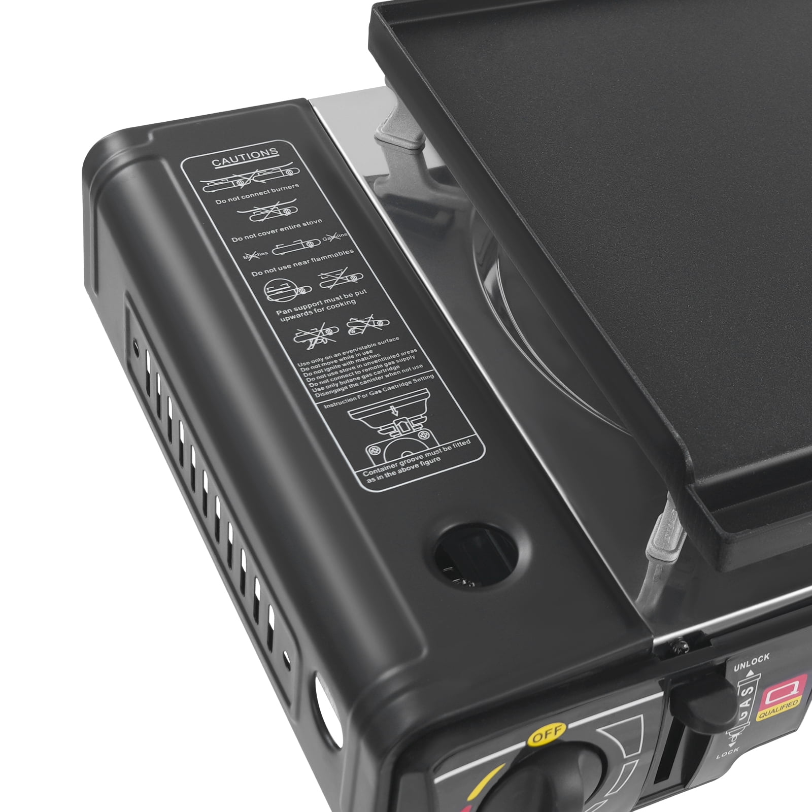 Modern Tabletop Camping Stove For Outdoor Cooking, Comes With Baking Pan And Carrying Case