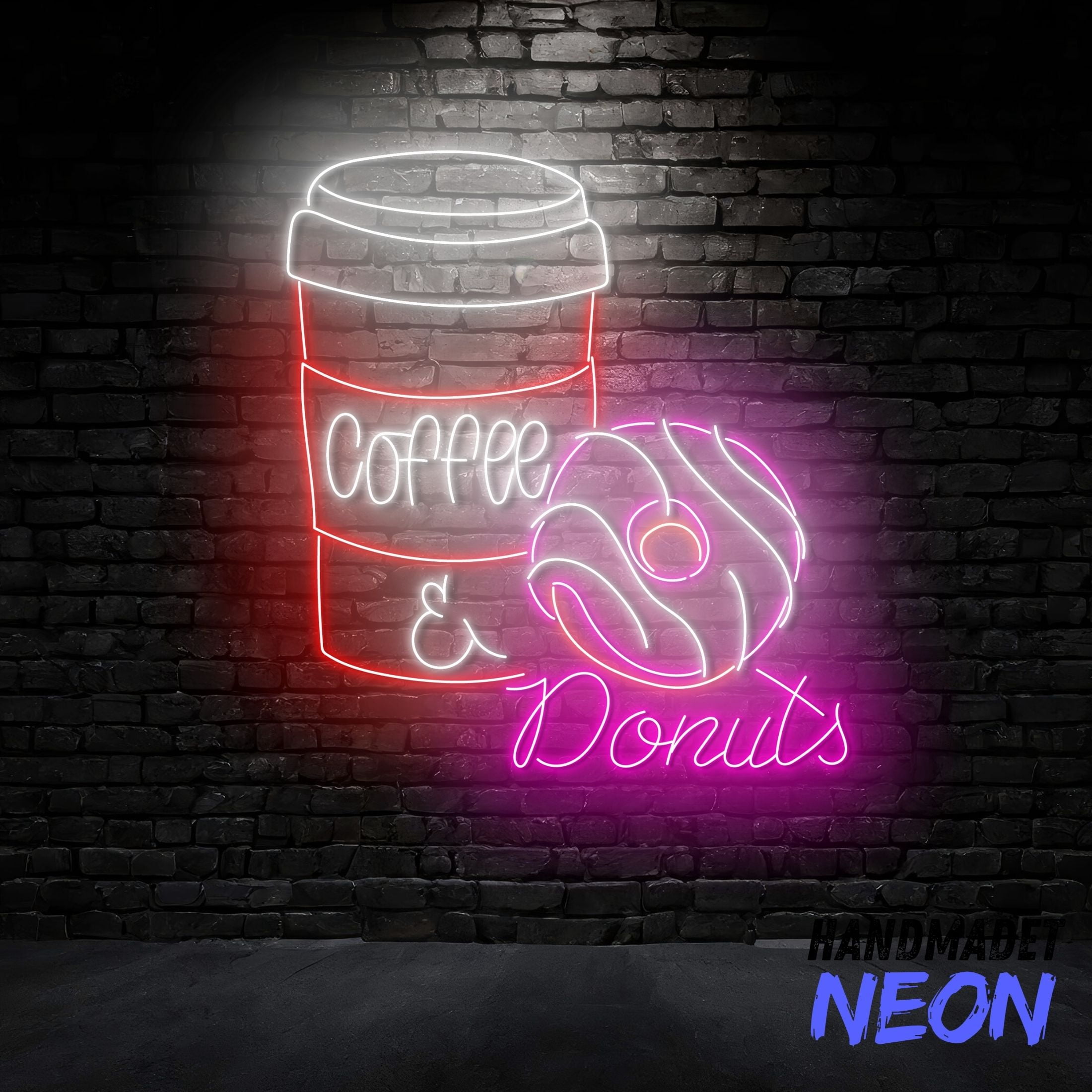 Handmadetneonsign Coffee & Donuts Neon Sign, Donut Coffee Led Sign, Open Donut Store Wall Decor, Coffee Shop Wall Art 79376