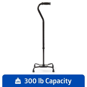 Medline Aluminum Quad Cane with Large Base for Balance, Lightweight Walking Aid for Seniors & Adults