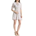 thumbnail image 2 of Allegra K Women's Floral Chiffon Tie Neck Ruffle Cuff Elastic Waist Casual A-Line Dress, 2 of 6