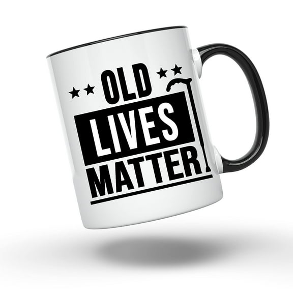 Bliss Monkey Co. Old Lives Matter Coffee Mug - Funny Birthday Gift for Elderly Senior Citizens - Gag Gift for Mom, Dad, Grandma, Grandpa - Novelty 11 Ounce Coffee Cup - BMCM00036