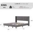 thumbnail image 2 of IDEALHOUSE King Size Bed Frame with Wingback Headboard, Velvet Upholstered Platform Bedframe with Wood Slats, No Box Spring Needed, Easy Assembly, Grey, 2 of 7