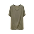 thumbnail image 2 of MORESEC Women Plus Size V Neck Short Sleeve T-Shirt Casual Loose Fit Tee Shirt Solid Color Tops Everyday Comfort Wear Summer Fashion Clothes, Green XL, 2 of 5