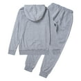 thumbnail image 2 of Kmbangi Men Sports Set, Solid Color Hoodie Zip Tops, Long Loose Pants Suit, 2 of 7