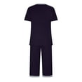 thumbnail image 5 of cfhntfmh Womens Pajama 2 Piece Outfits Comfy Capri Pants V Neck Short Sleeve Shirts Sleepwear Sets with Pocket, 5 of 6
