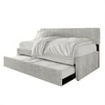 thumbnail image 3 of Castle Place Plush Corduroy Velvet Upholstered Twin Daybed with Trundle, Light Grey, 3 of 7