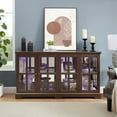 thumbnail image 3 of S-HOME Antique Design Four Door Display Case With Remote Controlled LED Lights Glass Shelves For Showcasing, Cherry, 3 of 20