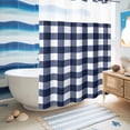 thumbnail image 5 of No Hook Shower Curtain, Navy Blue Check Shower Curtains for Bathroom with See Through Top Window, Farmhouse Buffalo Plaid Blue Waterproof & Washable Bath Curtain Stall 48"x72", 5 of 9