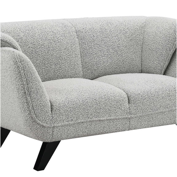 JERFIT Modern Boucle Loveseat Sofa for Small Space, Light Gray Upholstered 2-Seater Couch with Wooden Legs