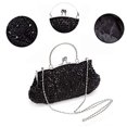 thumbnail image 3 of Bolso de mano con diseño floral de lentejuelas y cuentas, bolso de mano negro, 3 of 5