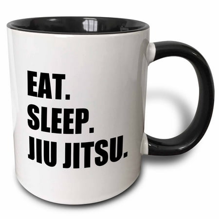 3dRose Eat Sleep Jiu Jitsu - Japanese martial art - Ju Jutsu Jujutsu jujitsu - Two Tone Black Mug, (Best Female Jiu Jitsu)