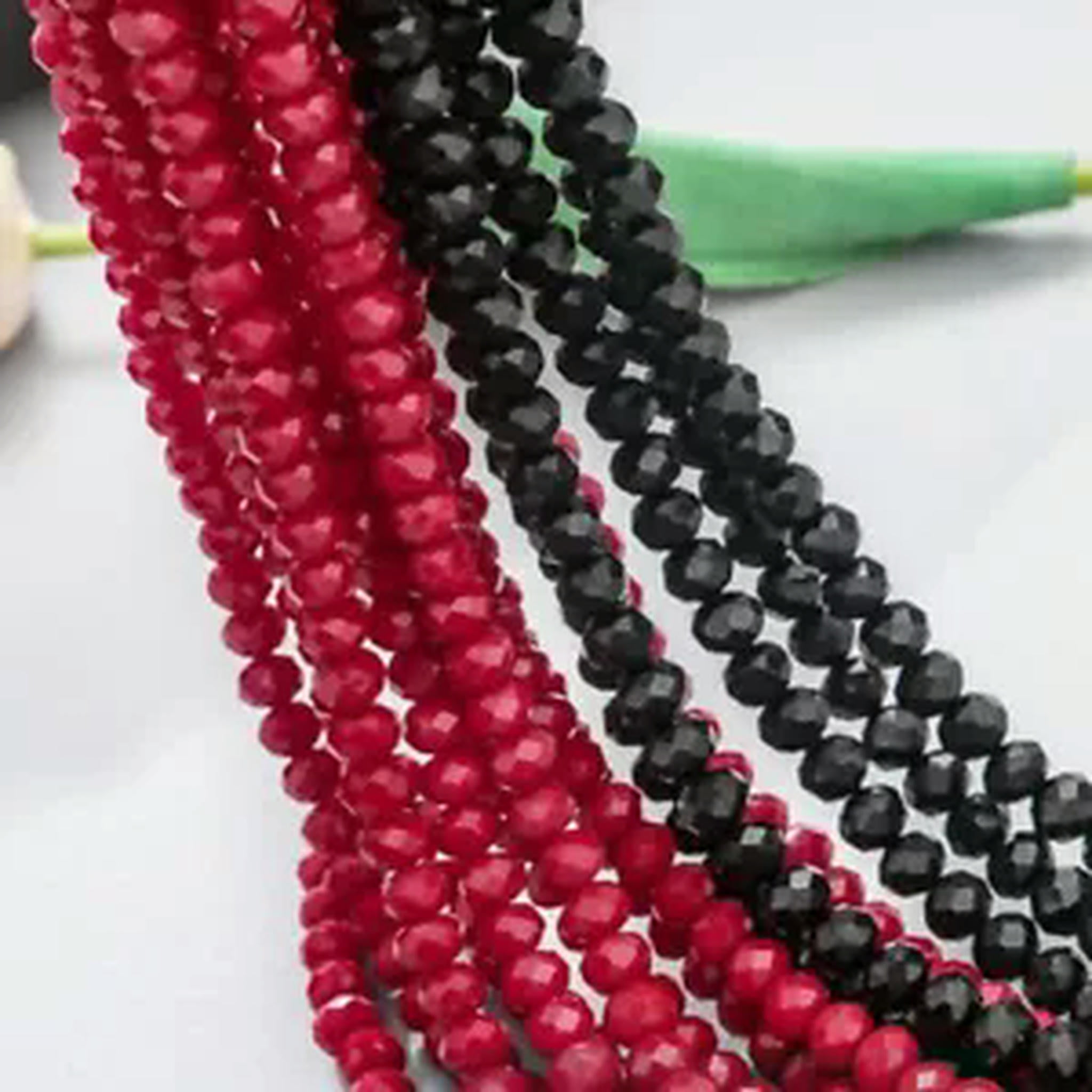 HOOUN 1000pcs 4/6/8MM Faceted Glass Crystal Rondelle Beads Loose Spacer Beads DIY-Blue-6MM