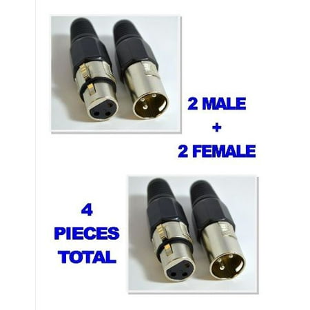 2 Male + 2 Female 3 Pin XLR Connectors for Microphone Mic Cable serviceable (Best Xlr Cable Tester)