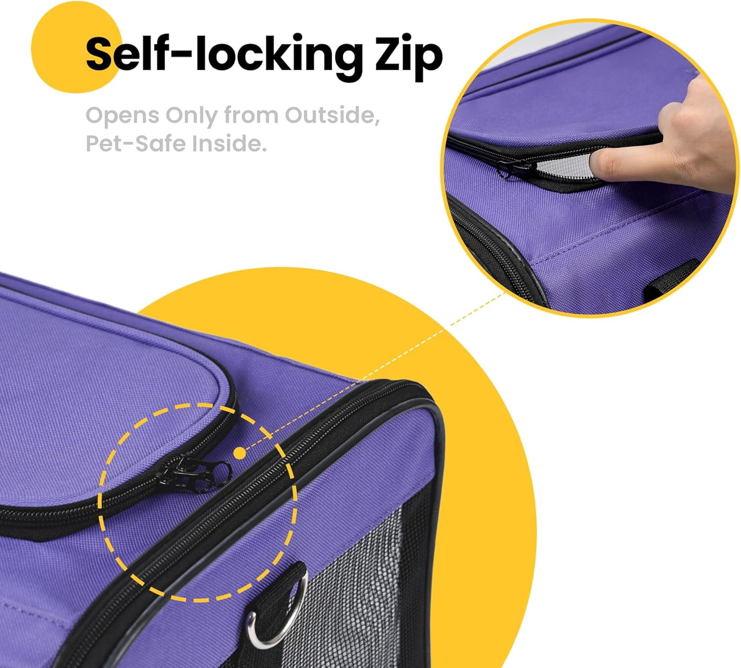 Soft Sided Dog  with Safety Leash, Large   for Pets  to 20 Lbs, Collapsible Travel Bag -