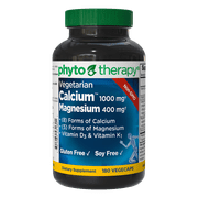 Phyto Therapy - Vegetarian Calcium 1000 mg with Magnesium 400 mg - 180 Vegetarian Capsules
