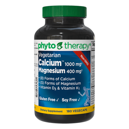 Phyto Therapy - Vegetarian Calcium 1000 mg with Magnesium 400 mg - 180 Vegetarian Capsules