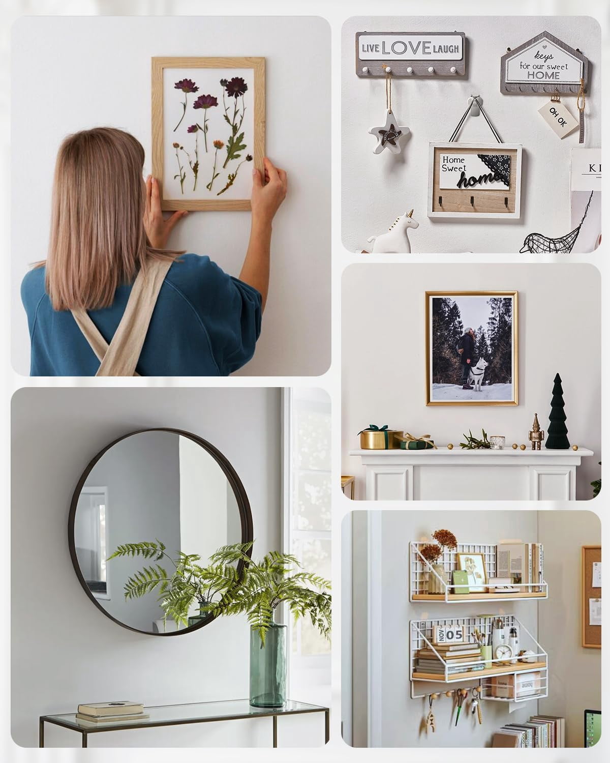 30Pcs Claw Picture Hangers for Drywall: Large Mirror Picture Hanging Hooks - No Damage Heavy Duty Art Hanging Photo Poster Painting Hanger Hardware Kit - Claw for Decor Room Office