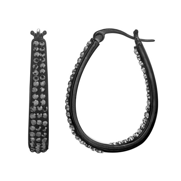 Crystal Hoop Earrings for Women Girls Sparkling Crystal Oval Hoop