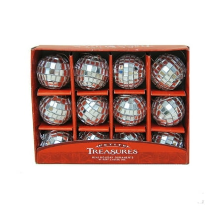 Kurt S. Adler 1.25-Inch Petite Treasures Mirrored Disco Ball Glass Ornaments, 12-Piece Box Set