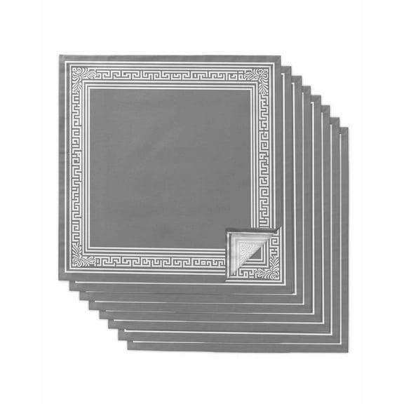 nqOlkjepod Grey White Geometric Cloth Napkins Set of 8 Reusable Dinner Napkins, Country Greece Key Art Cocktail Napkin Washable Table Napkins for Wedding/Holiday Party/Baby Shower 20"x20"