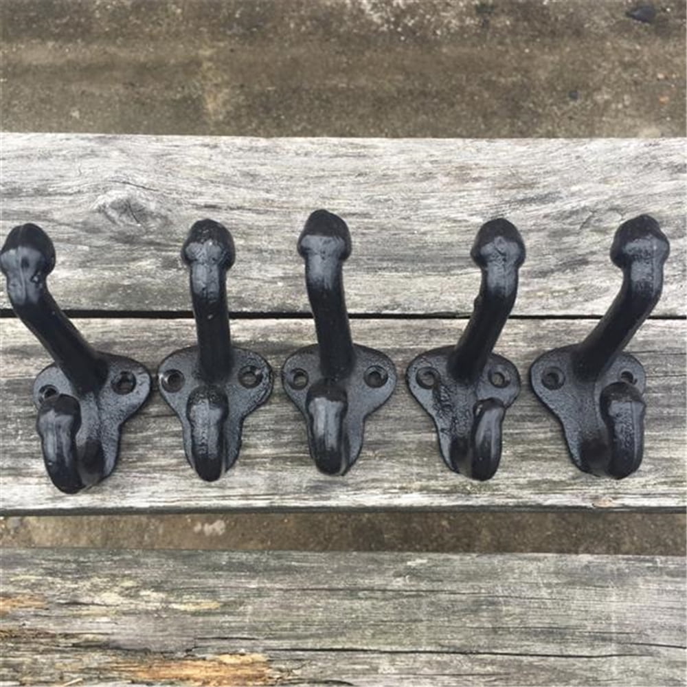 Details about   Vintage Style Cast Iron Wall Coat Hooks Hat Hook Hall Tree 5 1/3" Black GG015 