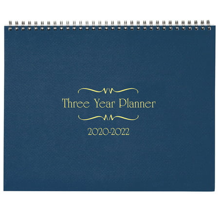 3-Year Calendar Planner, 2020-2022 Monthly Schedule Organizer Flip Calendar Diary with Tabs, Spiral Bound Top, Blue, 8 ½” Wide x 11”