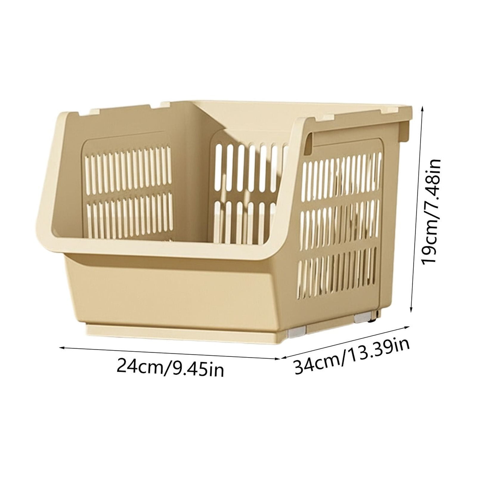 3 Pack Stackable Storage Baskets, Large Capacity Stackable Storage Bins Open Front, Space Saving Home Organization for Kitchen Bedroom Office