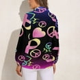 thumbnail image 2 of A Colorful Sign with Peace And Ribbon Long Sleeve Blouse Woman Streetwear Casual Shirts Summer Oversize Woman Streetwear Clothing Birthday Present, 2 of 7