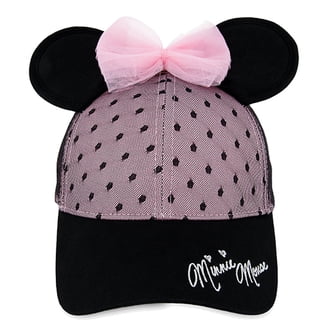 Minnie Mouse Woman Black and Pink Polka Dot Baseball Cap with Ears and Bow New DISNEY Minnie Mouse Baseball Cap Pink Black Mouse Ears  main image 3