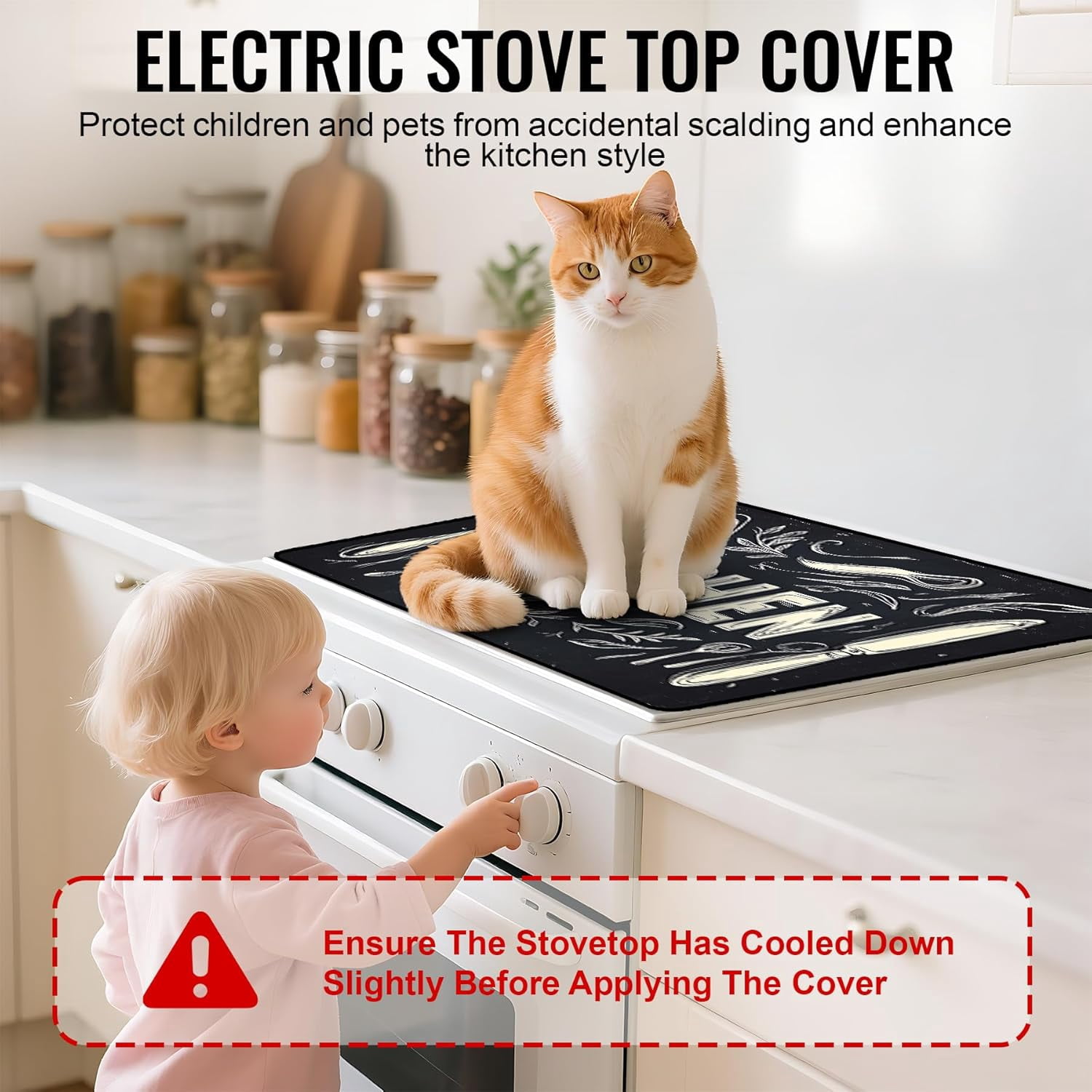 Stove Top Cover for Electric Stove,Glass Stove Top Cover, Heat Resistant Glass Cooktop Cover, Stovetop Protector, Kitchen Decor, Dish Drying Mats Cover for Ceramic Washer Top 28.5x20.5 inch