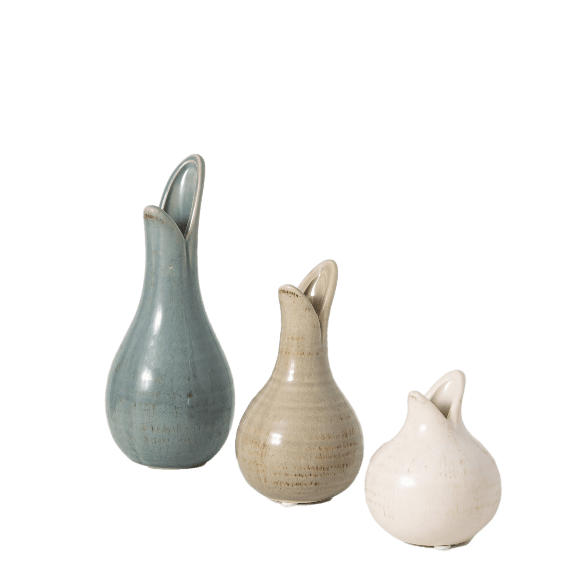 Rustic Home Decor Distressed White Set of 3 Vases Ceramic Details about   Small White Vase Set 