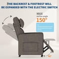 thumbnail image 4 of Power Recliner Chair with Electric Adjustable Back, USB Port and Side Pockets - Overstuffed Design, Brown, 4 of 5
