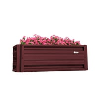2 x 4 Rectangular Metal Planter Box Durable Raised Garden Bed in Galvalume Steel 24 x 48" With 18" Inch High Walls (Burgundy)
