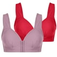 thumbnail image 2 of Aboser 2 Pcs Pack Front Closure Bras for Women Comfort Wireless Everyday Bras Full Coverage Beauty Back Sleep Bra Comfort Close Support Bras, 2 of 9