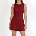 thumbnail image 2 of Gealkoca Women's Summer Button Down Mini Dress Round Neck Sleeveless Work Dresses Elegant Casual Tennis Dress Golf Athletic Dress, 2 of 9