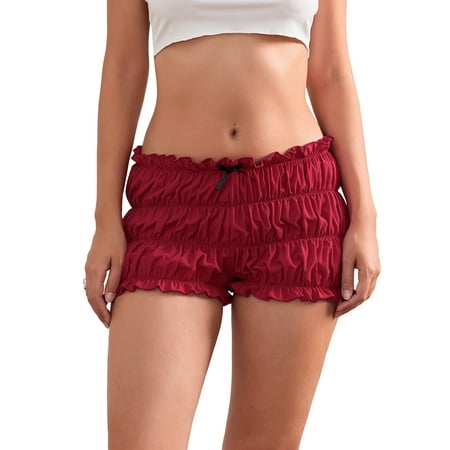 Womens Y2k Frilly Ruffle Micro Lolita Bloomers Shorts Y2k Low Rise Boxer Shorts Bloomers Shorts Streetwear