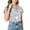 Blue, variant on Womens Striped Blouse No Gape Button Down V Neck Short Sleeve Shirt