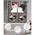 thumbnail image 2 of Black White Vintage Rooster Swag Kitchen Curtains Sets for Windows 24 Inch Length, Boho Pastoral Animals Short Window Curtain Panels Swags Valances and Tiers 3 Piece Set for Cafe/Dining Room, 2 of 5