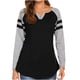 thumbnail image 2 of Tops Para Mujer Camisas de Manga Larga Empalme de Otoño Cuello en V Colores Contrastantes Mangas Raglán Camisa de Fondo de Punto Odeerbi ODB151121, 2 of 7