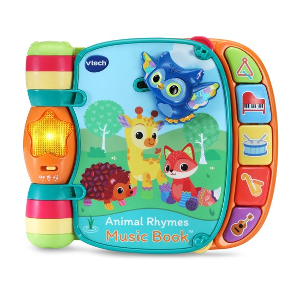 VTech Animal Rhymes Music Book™ with Lights & Sounds for Infants - English Version, 3+ Months