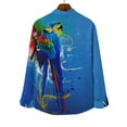 thumbnail image 2 of Men's Beach Shirt Graphic T Shirts Casual Long Sleeve Button Down Textured Shirts Blue L, 2 of 4