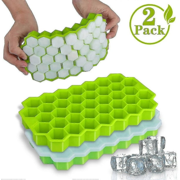 2023 - Ice Cube Tray Silicone 2 Pieces Ice Cube Tray With Lid Bpa Free Ice Cube Tray 37 Compartments Ice (ShiKai)