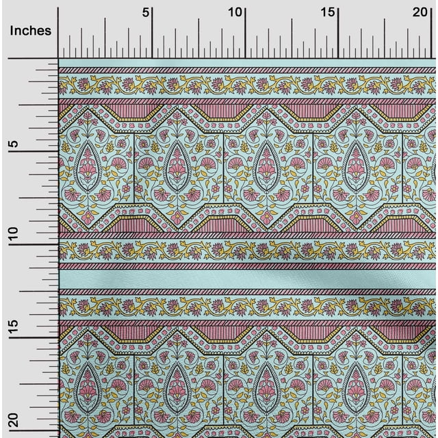 oneOone Viscose Chiffon Fabric Leaves & Floral Block Decor Fabric Printed BTY 42 Inch Wide