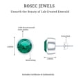 thumbnail image 6 of Rosec Jewels Round Shape Created Emerald Solitaire Stud Earrings in Bezel Setting, 925 Sterling Silver, 6 of 7