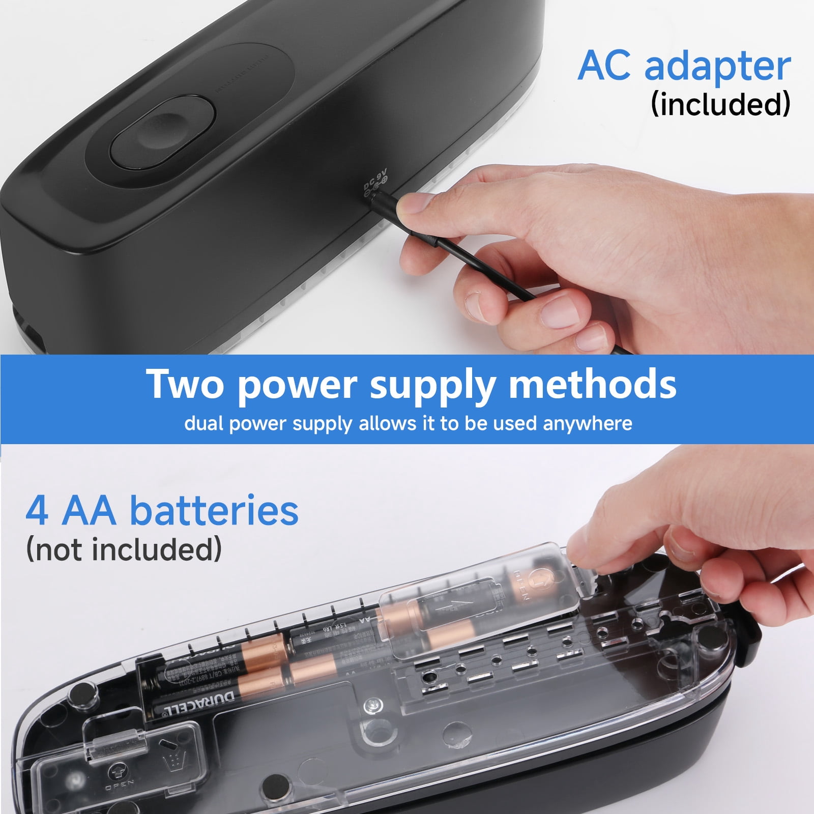 Bocyteopr Electric 3 Hole Punch, Effortless Paper Puncher,20-Sheet Capacity, AC/Battery Powered, 1 Count Included, for Home & Office Use, Black