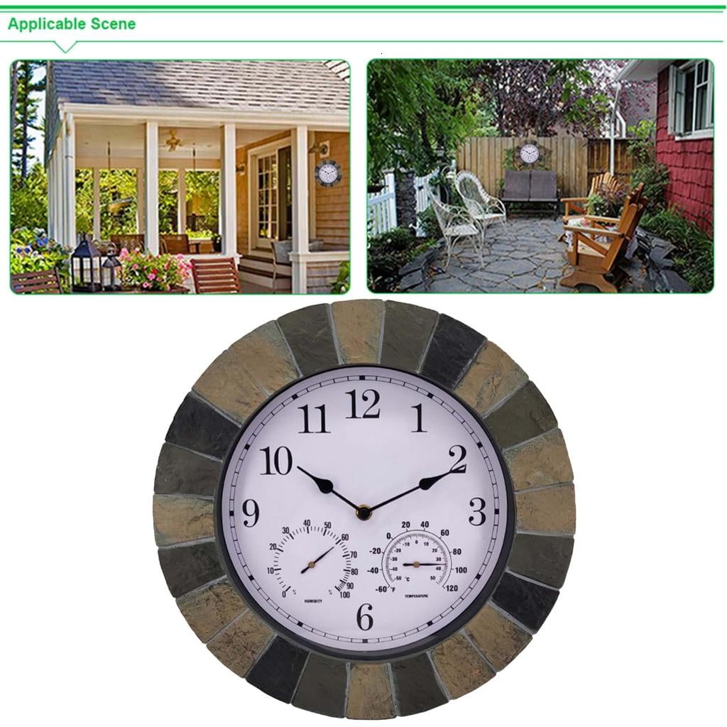 Wall Clock with Temperature and Humidity Waterpoof Silent Clock for Kitchen Home