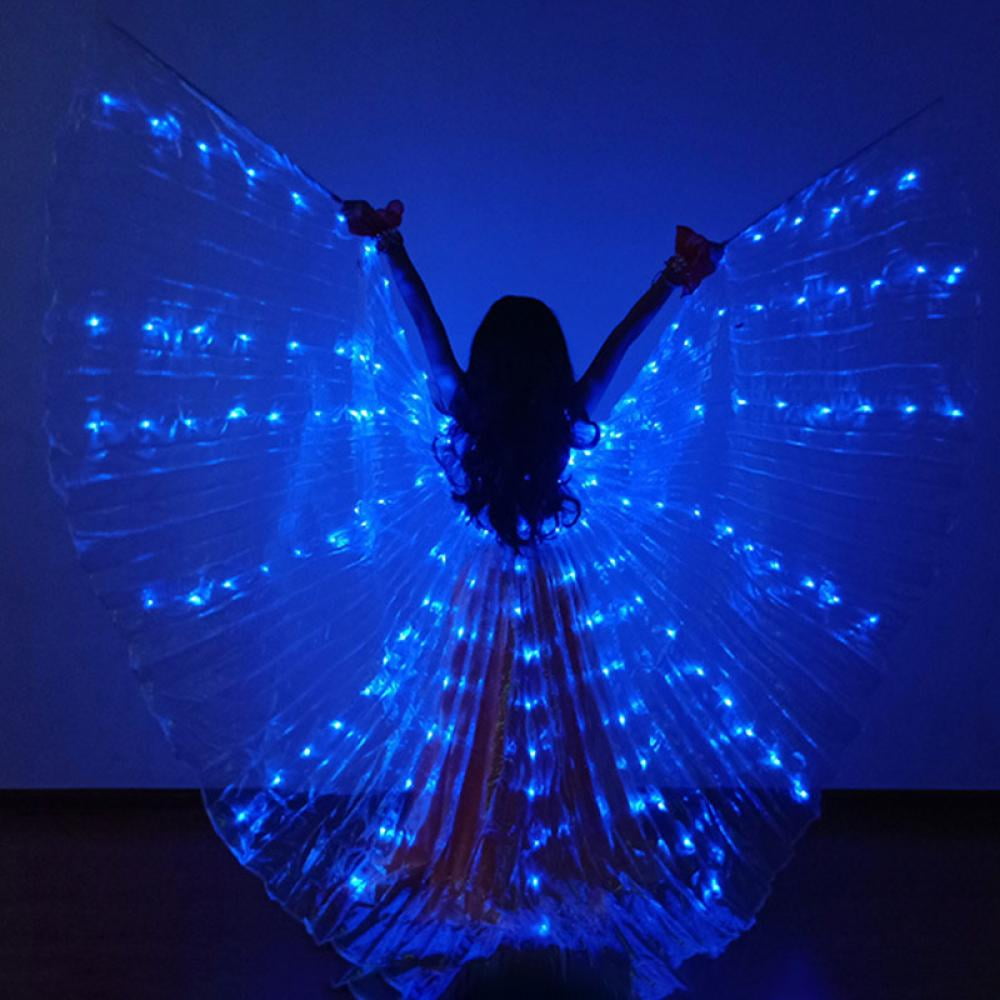 Belly Dance Wings, Kids LED Glow Light Up Isis Wings with Telescopic Flexible Stick for Stage